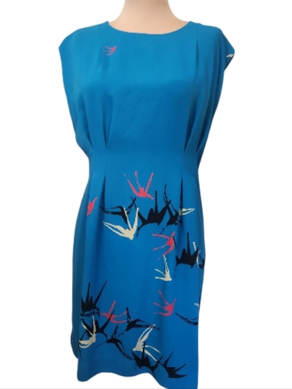 ANTHROPOLOGIE "Shadowbird Shift" Sariah Carson Teal Sleeveless Sheath Dress - 12 - Picture 3 of 15